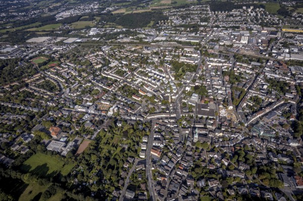 Aerial view, city centre in Schwelm, Ruhr area, North Rhine-Westphalia, Germany, City, DE, Europe, city centre, aerial view, aerial photography, aerial photography, townscape, Schwelm, city area, city centre, overview, bird's-eye view, overview