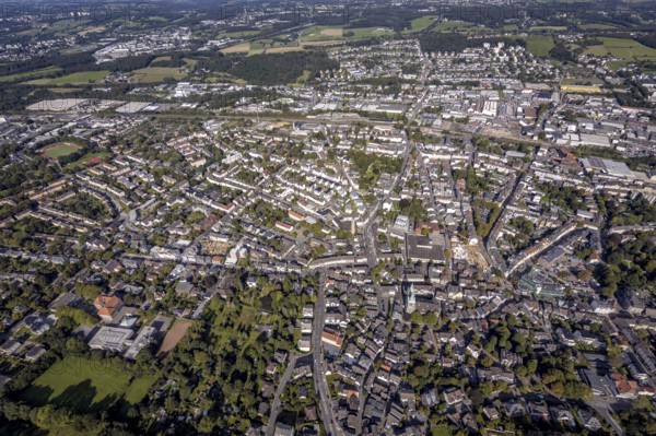 Aerial view, city centre in Schwelm, Ruhr area, North Rhine-Westphalia, Germany, City, DE, Europe, city centre, aerial view, aerial photography, aerial photography, townscape, Schwelm, city area, city centre, overview, bird's-eye view, overview