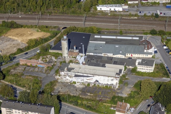 Aerial view, old company premises Zassenhaus on Döinghauser Straße in Schwelm, Ruhr area, North Rhine-Westphalia, Germany, demolition, demolition work, DE, Europe, aerial view, aerial photography, aerial photography, Schwelm, overview, bird's-eye view, birds-eyes view, overview, decommissioned, derelict