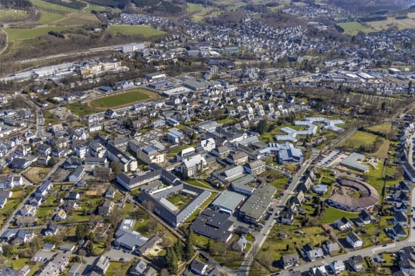 Aerial view, aerial view Bigge and Olsberg, Bigge, Olsberg, Sauerland, North Rhine-Westphalia, Germany, DE, Europe, aerial photography, aerial photography, aerial view, town view, town area, overview, bird's-eye view, overview