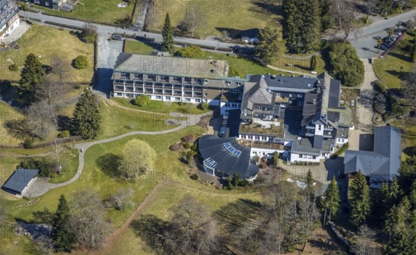 Aerial photo, Hotel Jagdhaus Wiese, hunting lodge, Schmallenberg, Sauerland, North Rhine-Westphalia, Germany, DE, Europe, inn, gastronomy, hotel, hotel facilities, hotel business, aerial photograph, aerial photography, aerial photography, resort, overview, bird's-eye view, overview