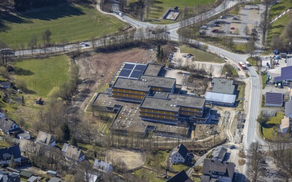 Aerial photo, Erich Kästner-Realschule, Fredeburg, Schmallenberg, Sauerland, North Rhine-Westphalia, Germany, education, educational institution, DE, EKR, Europe, teaching institute, Leißestraße, aerial photo, aerial photography, aerial photography, Realschule, school, overview, bird's-eye view, birds-eyes view, overview