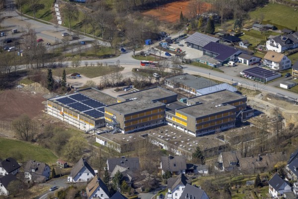 Aerial photo, Erich Kästner-Realschule, Fredeburg, Schmallenberg, Sauerland, North Rhine-Westphalia, Germany, education, educational institution, DE, EKR, Europe, teaching institute, Leißestraße, aerial photo, aerial photography, aerial photography, Realschule, school, overview, bird's-eye view, birds-eyes view, overview