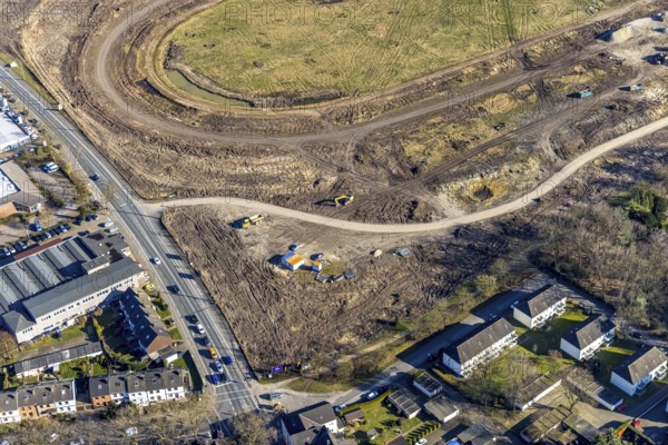 Aerial view, Former racecourse becomes a residential neighbourhood, Project Living by the lake at the trotting track, Hillerheide, Recklinghausen, Ruhr area, North Rhine-Westphalia, Germany, DE, Europe, birds-eyes view, aerial photography, aerial photography, overview, bird's eye view