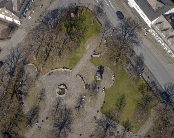 Aerial view, Schützenplatz with fountain, Schmallenberg, Sauerland, North Rhine-Westphalia, Germany, fountain, DE, Europe, aerial view, aerial photography, aerial photography, overview, bird's-eye view, overview