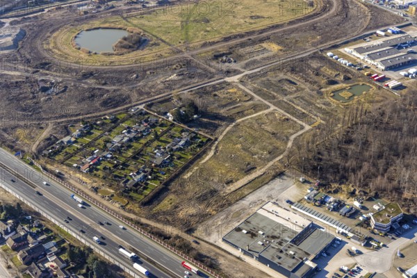 Aerial view, Former racecourse becomes a residential neighbourhood, Project Living by the lake at the trotting track, Hillerheide, Recklinghausen, Ruhr area, North Rhine-Westphalia, Germany, DE, Europe, birds-eyes view, aerial photography, aerial photography, overview, bird's eye view