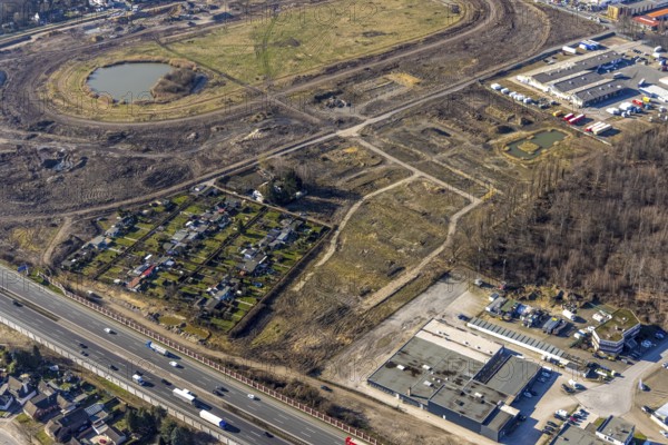 Aerial view, Former racecourse becomes a residential neighbourhood, Project Living by the lake at the trotting track, Hillerheide, Recklinghausen, Ruhr area, North Rhine-Westphalia, Germany, DE, Europe, birds-eyes view, aerial photography, aerial photography, overview, bird's eye view