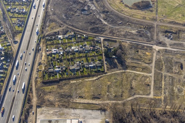 Aerial view, Former racecourse becomes a residential neighbourhood, Project Living by the lake at the trotting track, Hillerheide, Recklinghausen, Ruhr area, North Rhine-Westphalia, Germany, DE, Europe, birds-eyes view, aerial photography, aerial photography, overview, bird's eye view