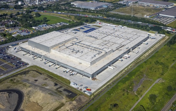 Aerial view, Edeka central warehouse Oberhausen, Logport 5, Logport V, Schwarze Heide, Oberhausen, Ruhr area, North Rhine-Westphalia, Germany, DE, Europe, birds-eyes view, aerial photograph, aerial photography, aerial photography, overview, overview, bird's eye view