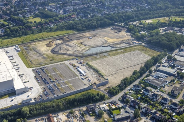Aerial view, Edeka central warehouse Oberhausen, Logport 5, Logport V, Schwarze Heide, Oberhausen, Ruhr area, North Rhine-Westphalia, Germany, DE, Europe, birds-eyes view, aerial photograph, aerial photography, aerial photography, overview, overview, bird's eye view