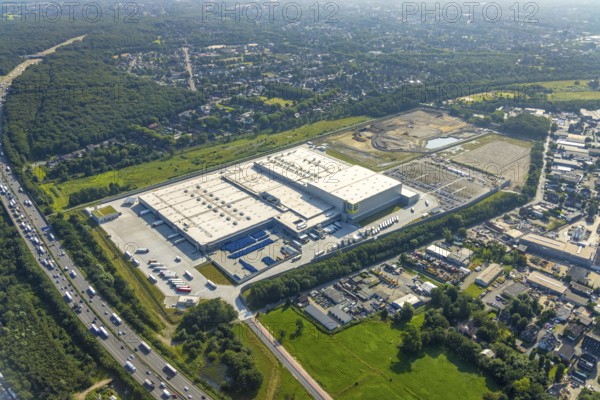 Aerial view, Edeka central warehouse Oberhausen, Logport 5, Logport V, Schwarze Heide, Oberhausen, Ruhr area, North Rhine-Westphalia, Germany, DE, Europe, birds-eyes view, aerial photograph, aerial photography, aerial photography, overview, overview, bird's eye view