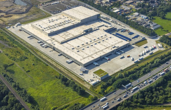Aerial view, Edeka central warehouse Oberhausen, Logport 5, Logport V, Schwarze Heide, Oberhausen, Ruhr area, North Rhine-Westphalia, Germany, DE, Europe, birds-eyes view, aerial photograph, aerial photography, aerial photography, overview, overview, bird's eye view