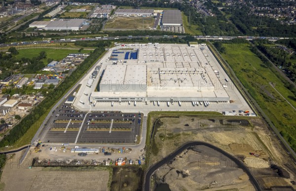 Aerial view, Edeka central warehouse Oberhausen, Logport 5, Logport V, Schwarze Heide, Oberhausen, Ruhr area, North Rhine-Westphalia, Germany, DE, Europe, birds-eyes view, aerial photograph, aerial photography, aerial photography, overview, overview, bird's eye view