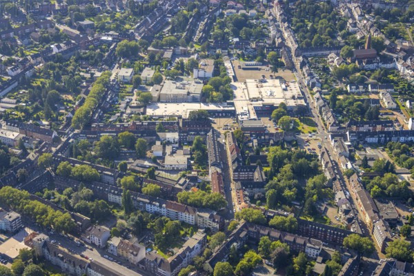 Aerial view, The Schladviertel with the furniture store XXXLutz Rück Oberhausen Straßburger Straße in the district Schlad in Oberhausen, Ruhr area, North Rhine-Westphalia, Germany, DE, Europe, commercial enterprises, commercial area, commercial location, commercial use, industrial area, industrial location, aerial view, aerial photography, aerial photography, aerial photography, Oberhausen, overview, bird's eye view, birds-eyes view, overview