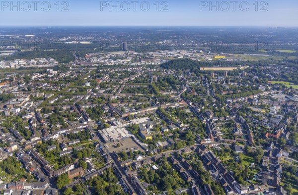 Aerial view, The Schladviertel with the furniture store XXXLutz Rück Oberhausen Straßburger Straße in the district Schlad in Oberhausen, Ruhr area, North Rhine-Westphalia, Germany, DE, Europe, commercial enterprises, commercial area, commercial location, commercial use, industrial area, industrial location, aerial view, aerial photography, aerial photography, aerial photography, Oberhausen, overview, bird's eye view, birds-eyes view, overview