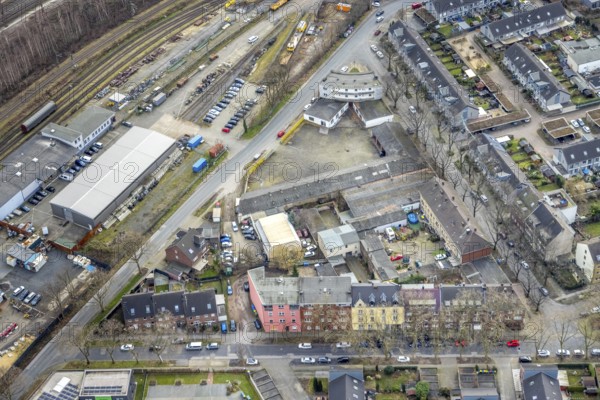 Aerial view, Bero-Zentrum, Güterstraße corner Hansastraße, new flats planned on former tyre dealer Vergölst site, Oberhausen, Ruhr area, North Rhine-Westphalia, Germany, DE, Europe, aerial view, aerial photography, aerial photography, overview, bird's eye view, birds-eyes view, overview