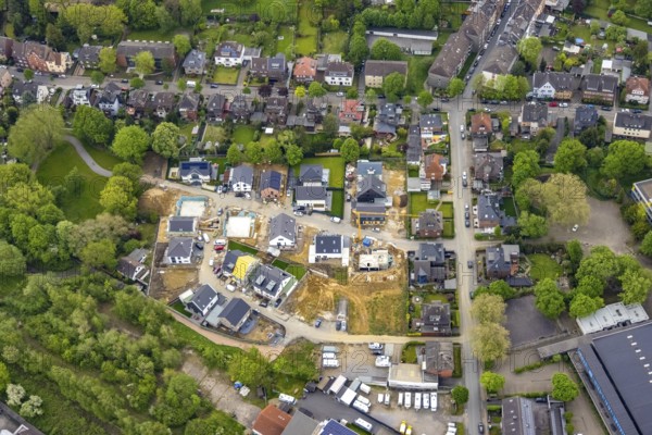 Aerial view, construction site and new building Hermann-Frye-Weg, Osterfeld, Oberhausen, Ruhr area, North Rhine-Westphalia, Germany, construction work, construction area, construction site, building plots, construction project, construction site, DE, Europe, aerial view, aerial photography, aerial photography, new building, overview, bird's-eye view, overview