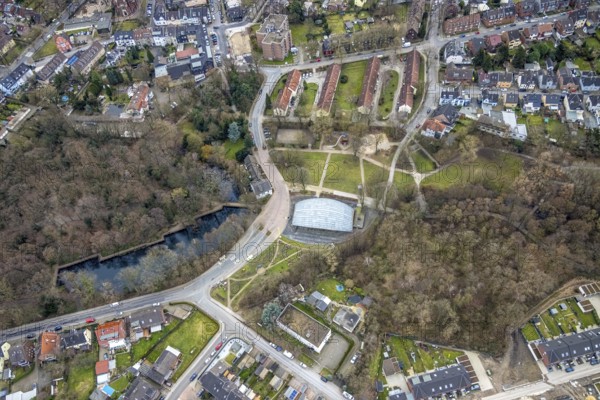 Aerial view, LVR-Industriemuseum St. Antony-Hütte, Antony-Teich, Antony-Park, Klosterhardt, Oberhausen, Ruhr area, North Rhine-Westphalia, Germany, Antonie-Park, Antoniestraße, DE, Europe, hut, aerial view, aerial photography, aerial photography, sight, pond, overview, bird's-eye view, overview