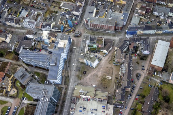 Aerial view, Small Market Sterkrade, Technical Town Hall, Sterkrade Centre, Oberhausen, Ruhr Area, North Rhine-Westphalia, Germany, DE, Europe, aerial view, aerial photography, aerial photography, market place, town hall, overview, bird's-eye view, overview