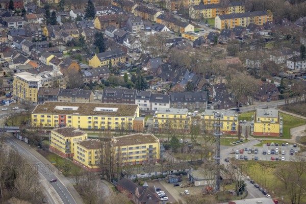 Aerial view, ASB Seniorenzentrum, Bermensfeld, Oberhausen, Ruhr area, North Rhine-Westphalia, Germany, retirement home, old people's home, Annemarie-Renger-Weg, care and nursing, DE, Europe, aerial view, aerial photography, aerial photography, care facility, retirement home, retirement residence, retirement home, senior centre, overview, bird's-eye view, bird's-eye view, overview