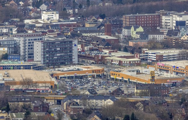 Aerial view, shopping centre Sterkrader Tor, technical town hall, Sterkrade Mitte, Oberhausen, Ruhr area, North Rhine-Westphalia, Germany, authority, DE, shopping centre, shopping markets, shopping square, shopping centre, Europe, aerial view, aerial photography, aerial photography, town hall, shopping centre, overview, bird's-eye view, overview
