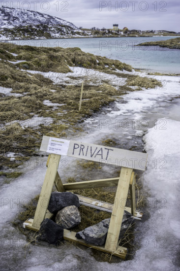 Norway tromsö snow mountains sea sign private