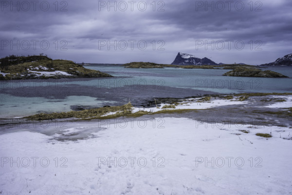 Norway tromsö snow mountains sea turquoise