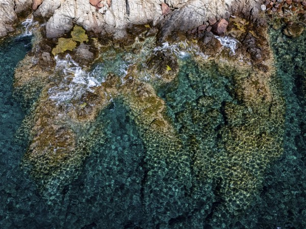 Aerial view, rocky coast, Corsica, France