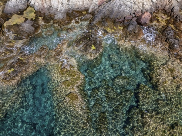 Aerial view, rocky coast, Corsica, France