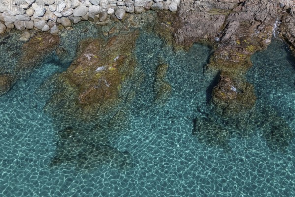Aerial view, rocky coast, Corsica, France