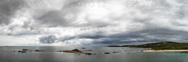 Aerial view, Plage de Rondinara, sandy beach, bay, Corsica, France