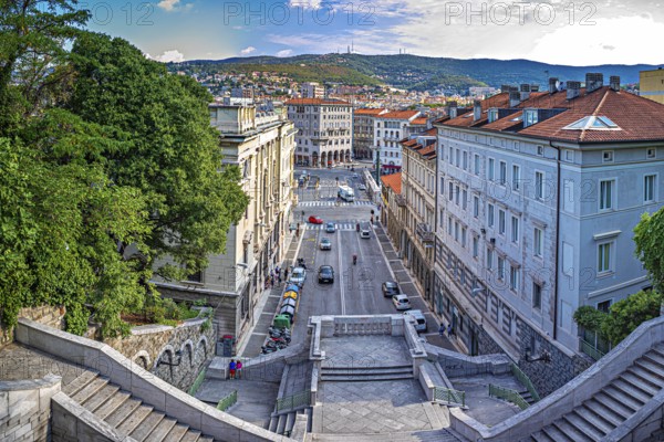 Via Silvio Pellica, view from the Scala dei Giganti of Trieste, Friuli-Venezia Giulia, Italy
