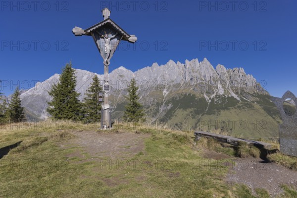 Landscape panorama, Hochkönig, mountains, Salzburg, autumn, Hochkeil, summit cross