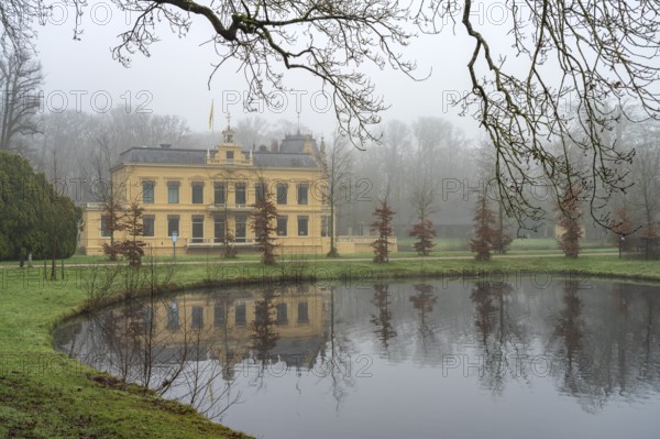 Park and pond at Nienoord Castle in Leek, Groningen, Netherlands