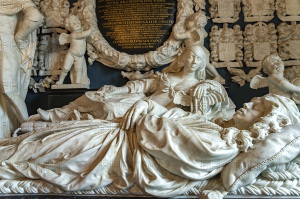 Marble tumba of the noble Van Ewsum family in the church of Midwolde, Groningen, Netherlands