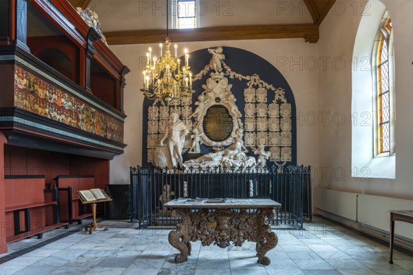 Marble tumba of the noble Van Ewsum family in the church of Midwolde, Groningen, Netherlands