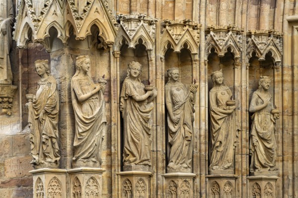 Detail of the Maiden Portal of Erfurt Cathedral in Erfurt, Thuringia, Germany