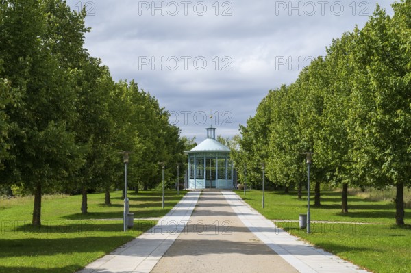 Monopteros columned temple, spa gardens, Bad Staffelstein, Upper Franconia, Franconia, Bavaria, Germany