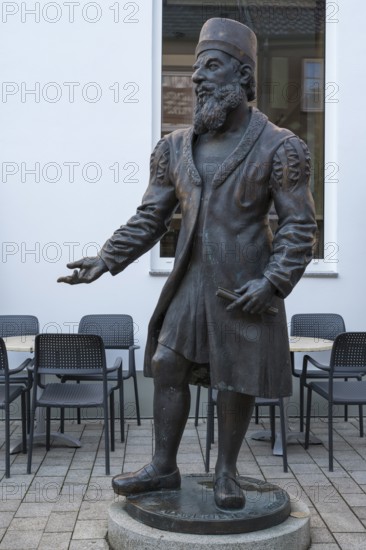 Adam Riese, arithmetic master, statue, sculpture, Bad Staffelstein, Upper Franconia, Franconia, Bavaria, Germany