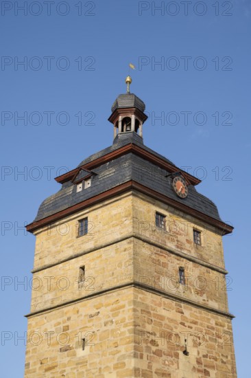 Old town, town tower, detail, clipping, old town, Bad Staffelstein, Upper Franconia, Franconia, Bavaria, Germany