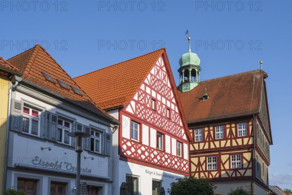 Tourist information centre and town hall, beautiful half-timbered houses in the old town, Bad Staffelstein, Upper Franconia, Franconia, Bavaria, Germany