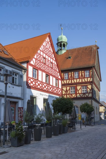 Tourist information centre and town hall, beautiful half-timbered houses in the old town, Bad Staffelstein, Upper Franconia, Franconia, Bavaria, Germany