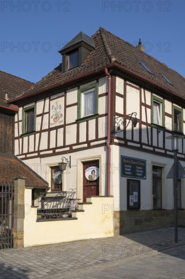 Doll museum, half-timbered house, Bad Staffelstein, Upper Franconia, Franconia, Bavaria, Germany