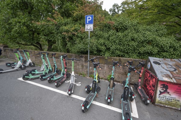 Designated car park for e-scooters, Nuremberg, Middle Franconia, Bavaria, Germany