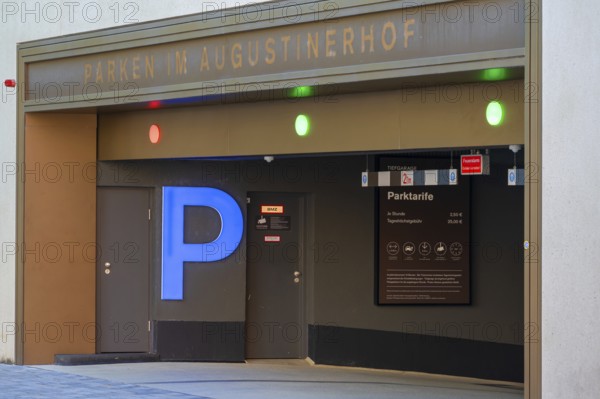 Entrance to a modern multi-storey car park, Nuremberg, Middle Franconia, Bavaria, Germany