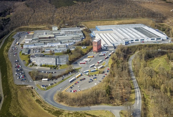 SCHÄFER WERKE Group, Salchendorf, Neunkirchen, Siegerland, North Rhine-Westphalia, Germany, DE, Europe, commercial enterprises, commercial area, commercial area, commercial location, commercial use, industrial area, industrial location, aerial view, aerial photograph, aerial photography, aerial photography, Pfannenbergstraße, overview, bird's-eye view, birds-eyes view, overview