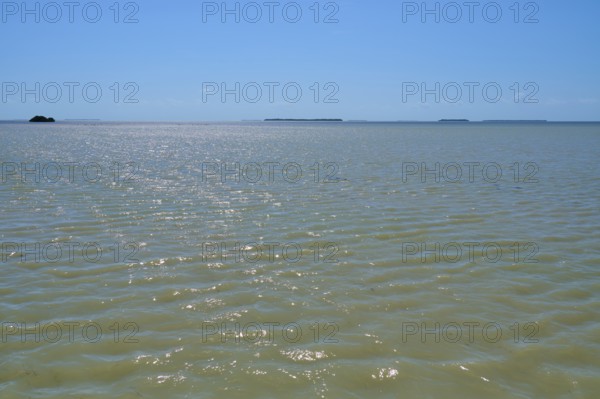 View over the glittering surface of the sea under a clear sky, Flamingo, Everglades National Park, Florida, USA