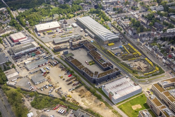 Aerial view, Ruhrbahn area, professional fire brigade, Zur Alten Dreherei, Broich - Ost, Mülheim an der Ruhr, Ruhr area, North Rhine-Westphalia, Germany, DE, Europe, aerial view, aerial photography, aerial photography, overview, bird's-eye view, overview