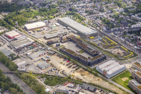 Aerial view, Ruhrbahn area, professional fire brigade, Zur Alten Dreherei, Broich - Ost, Mülheim an der Ruhr, Ruhr area, North Rhine-Westphalia, Germany, DE, Europe, aerial view, aerial photography, aerial photography, overview, bird's-eye view, overview
