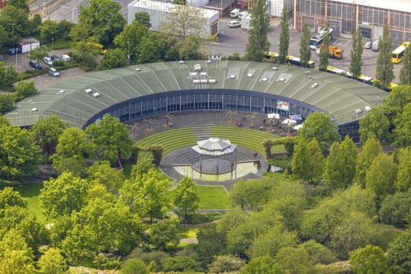 Aerial view, roundhouse in the park at Broich Castle, Broich - East, Mülheim an der Ruhr, Ruhr area, North Rhine-Westphalia, Germany, DE, Europe, aerial view, aerial photography, aerial photography, overview, bird's-eye view, overview